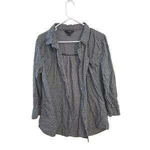 Brooke Leigh Black Gingham Pocket Long Sleeve Button Down Shirt Womans Size XL